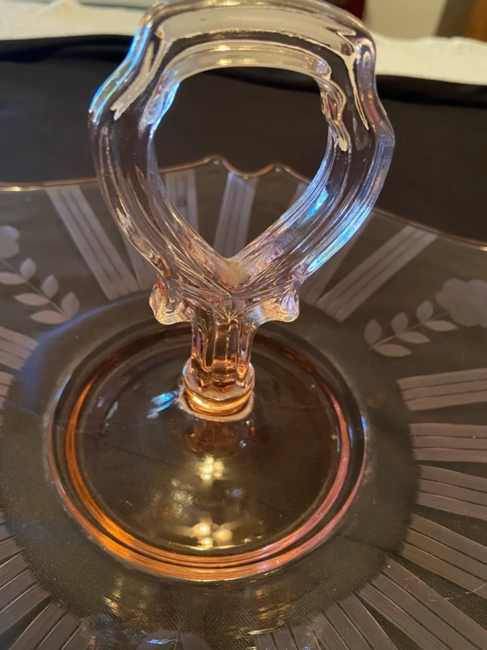Pink Glass Two-Tier Serving Stand by
